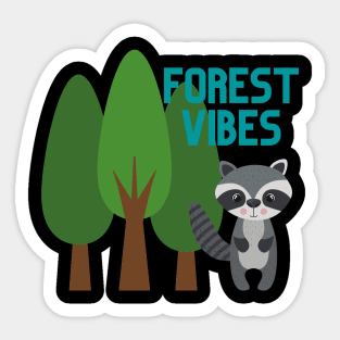 Cute Forest Vibes Raccoon Nature Design Sticker